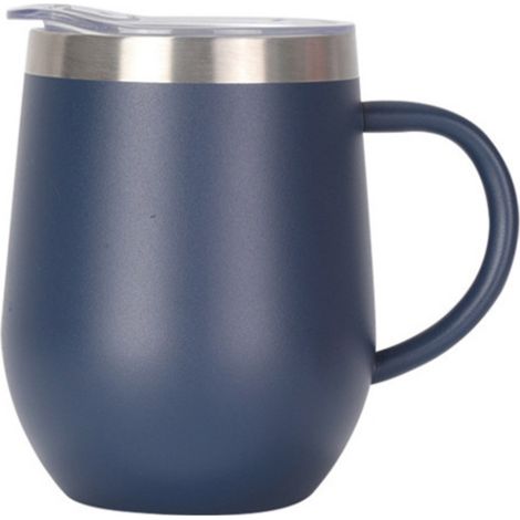 Isolierter Kaffeebecher (350 ml) mit Henkel, Edelstahl-Isolierbecher, doppelwandiger Vakuum-Reisebecher, Thermobecher mit Schiebedeckel, Reisebecher, Thermobecher