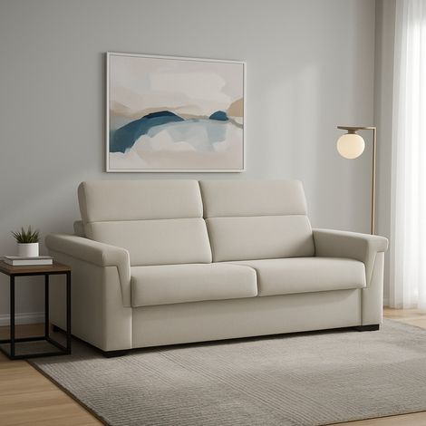 Sofá Cama 2 Plazas Brusasco, Desenfundable, Compartimento Made in Italy, Apertura Abatible, 205x95 cm Beige (1/5)