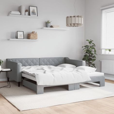 vidaXL Divano Letto con Letto Estraibile Grigio Chiaro 100x190 Tessuto (1/5)