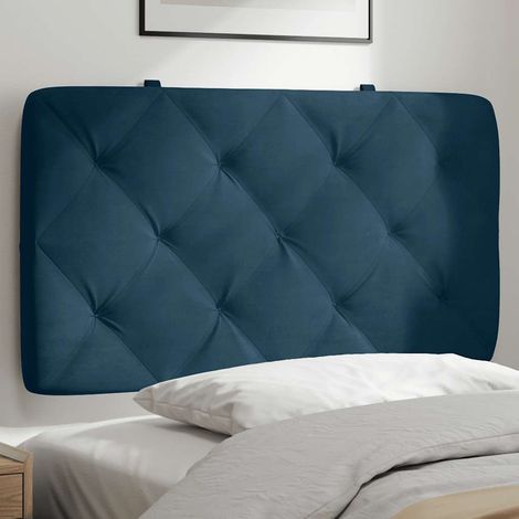 Coussin de tête de lit bleu en velours, rembourrage mousse, pour matelas de 80 cm, 82 x 6 x 48 cm - PANGIVO (1/5)