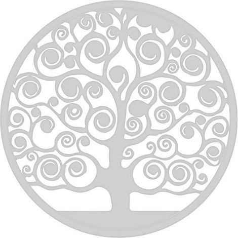 PANNELLO DEORATIVO TONDO IN METALLO 40 CM ALBERO DELLA VITA BIANCO (1/2)