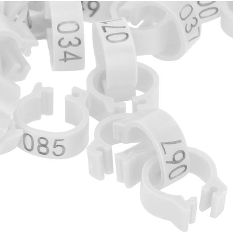Bague numérotée 001-100 pour pigeons, réutilisable, avec clip d'identification, accessoire pour volaille, blanche (1/5)