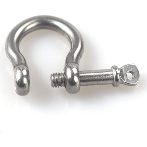 10pcs M4 La manille d'anneau d'arc de D ferme à clef l'acier inoxydable 304 pour le gréement résistant, transportant, manilles de maillon de chaîne en acier (1/4)