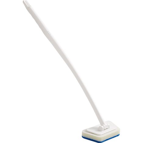 Brosse de nettoyage éponge à long manche multifonctionnelle trapézoïdale pour baignoire, carrelage, sol en verre et fenêtres (1/5)