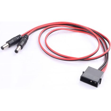 Câble d'extension PC Femelle 4 Broches vers Double mâle 5 Broches DC 5521, 50 cm, cuivre Pur, Adaptateur d'alimentation 12V pour Ventilateurs de boîtier, Rubans LED et Pompe à Eau. (1/5)