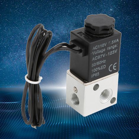 Électrovanne à action directe pour eau, air et huile, 2 positions, 3 voies, corps en alliage d'aluminium, G1/8 po (110 V CA) (1/5)