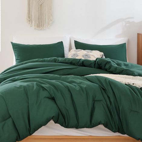 Parure de lit Double Vert émeraude – 1 Couette et 1 taie d'oreiller – Parure de lit Vert foncé pour Homme et Femme – Couette réversible en Microfibre Douce, Chaude et légère pour Toutes Les (1/5)
