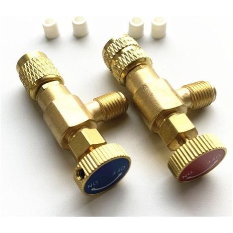 2 Pcs Remplissage Réfrigérant Soupape de Sécurité Coupleur Rapide Air Conditionné R410A R22 Connecteur Adaptateurs, (1/5)
