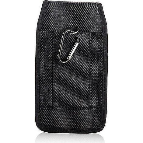 Étui de téléphone portable noir en nylon avec clip ceinture, pochette de transport neuve. (noir) (1 pièce) (1/5)