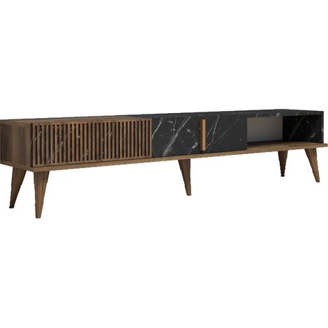 Porta TV in legno "Milano" - 180 x 35 x 40 cm - Noce-Nero