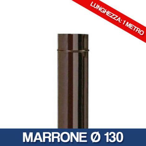 TUBO TUBI PER STUFA LEGNA CAMINO CANNA FUMARIA SMALTATO PORCELLANATO MT 1 16060V Ø 130 MARRONE (16056) (1/5)