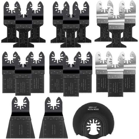 Lame de Scie Oscillante, 21PCS Mixte Outil Multi-Usage Kit, avec Accessoires de Universel Outil Multifonction Oscillant à Libération Rapide pour Coupe General Multi-Tool (Noir)