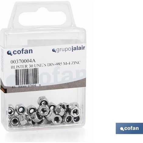 Dadi esagonali autobloccanti in nylon DIN 985 M5 zinco blister da 10 unità.