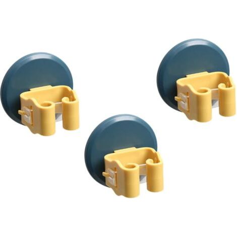 Lot de 3 Porte-balais Mural Ventouse Antidérapante, Pinces pour Balai à Franges Bleu et Jaune, Support sans Perçage pour Salle de Bain, la Cuisine et Balcon, Rangement Utilitaire Pratique (1/5)