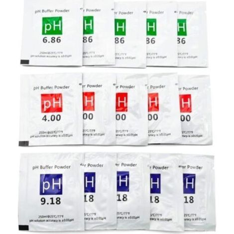 15 pcs pH Test Meter Mesure lot Solution Tampon de Mesure de la Poudre Tampon pH 4.00/6.86/9.18 Point d'étalonnage Regard pour pH Mètre Étalonnage Rapide et Précis du pH de Pureté d'eau (1/4)