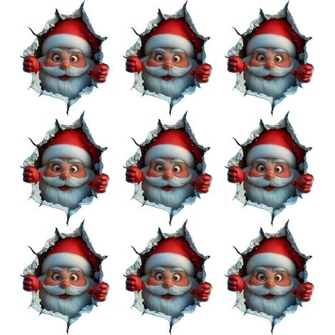 Lot de 3 stickers muraux de Noël autocollants - Décoration sans dégâts pour les fêtes de Noël, le salon et les vitrines de bureau (9 pièces) (1/5)
