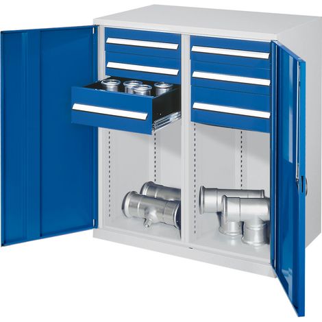 Kappes Schwerlast-Beistellschränke mit Mitteltrennwand 1110x1000x600mm Vollblechtüren Modell 74 enzianblau