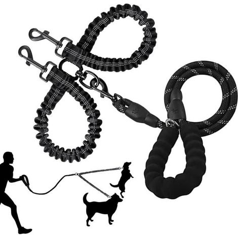Guinzaglio doppio anti-groviglio (nero) – Non specificato – 120 cm – Nylon – Per 2 cani – Nero (1/4)