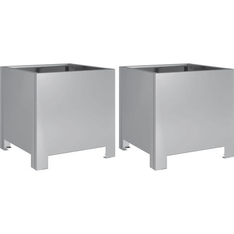 Fioriera rialzata per aiuole fioriere giardino terrazze set da 2 30 x 30 x 30 cm acciaio zincato argento 020038919