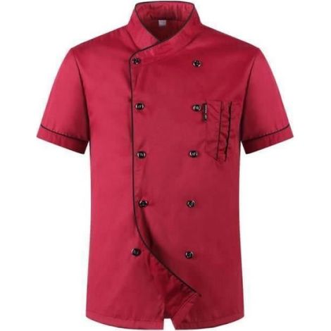 TongCart Unisexe Décontracté Doux Chef Vestes à Manches Courtes Oblique Col Double Boutonnage Cuisine Restauration Restaurant OrXL (1/4)