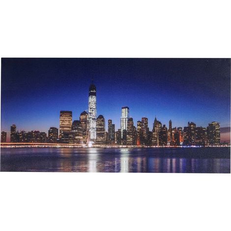 Cuadro de pared LED sobre lienzo con temporizador 100x50 cm One World Trade Center 040003572