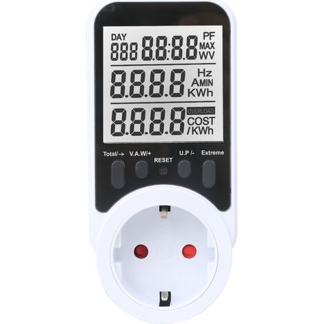 Compteur de puissance à prise européenne, compteur d'électricité numérique CA (kWh) (blanc)-AquaForge (1/5)