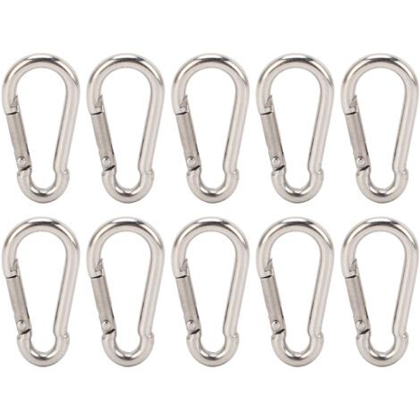 Lot de 10 mousquetons à ressort, attache rapide, en acier inoxydable 304 haute résistance, pour mangeoires à oiseaux, 7 mm