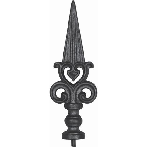 Pointe de lance médiévale - H260mm L90mm base ronde pleine avec tige Ø44mm - Fonte - À souder - DECO FER FORGE