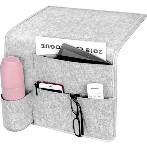 Bolsa de almacenamiento para mesita de noche: ideal para libros, teléfono móvil, iPad y mando a distancia.