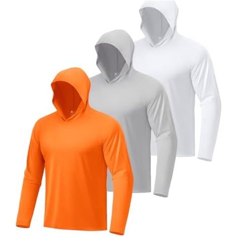 Chemise De Pêche - Manches Longues - Protection Solaire UPF 50+ - Capuche Intégrée - Polyester Léger Respirant - Pour Activités Extérieures - Lot De 3 (1/3)