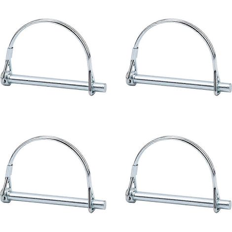 Lot de 4 goupilles de sécurité pour attelage, verrouillage de prise de force 1/4 pouce avec fil de retenue rond pour remorques agricoles, pelouses et jardins. (1/5)