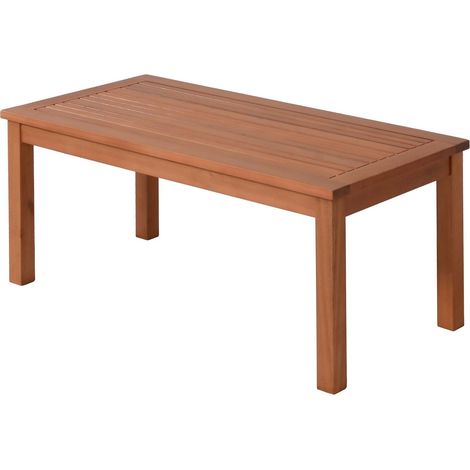 Beistelltisch LANSING aus Eukalyptus Holz - 90 x 44 cm - Gartentisch aus 100% FSC Massivholz geölt - Balkontisch Holztisch Loungetisch aus Holz rechteckig massiv