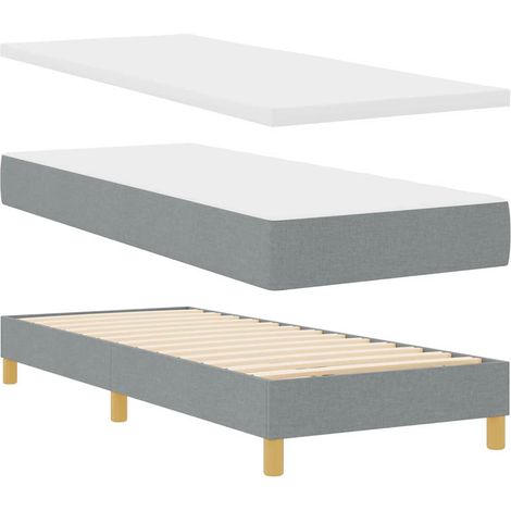 Box Spring Bed with Headboard Light grey 80 x 200 cm Fabric vidaXL (1/5)