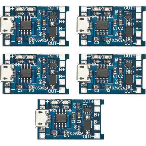 Packung mit 5 Micro-USB-Lademodulen für Lithiumbatterien mit 5V 1A Schutzschaltung