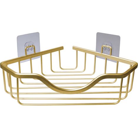 Panier de Douche Angle Adhésif "Filaire" 30cm Or (1/2)