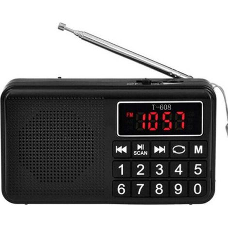 Radio portátil - Radio FM - con batería recargable de alta capacidad, compatible con MP3 -Crezuo