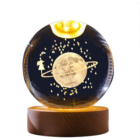 Lampe Nuit - Globe Planétaire Astronaute - Base À LED - Système Solaire 3D - Pour Chambre Enfant Ou Bureau - 1 Pièce (1/4)