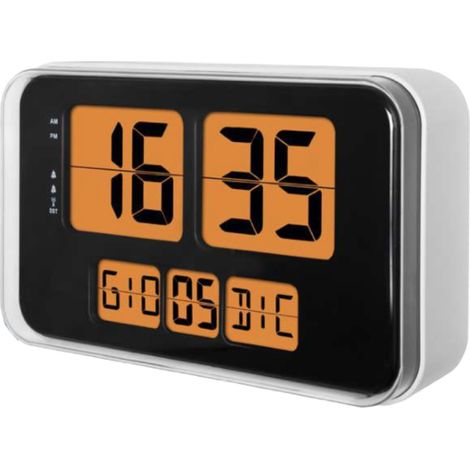 Lowell JD9910 Wand- /Tischuhr Funkgesteuerte Uhr Rechteck Schwarz, Orange, Silber