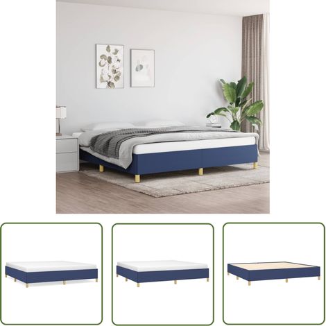 The Living Store Bettgestell ohne Matratze Blau 200x200 cm Stoff - Bettes - Doppelbett - Boxspringbetten - Blau - Holzrahmen (1/5)