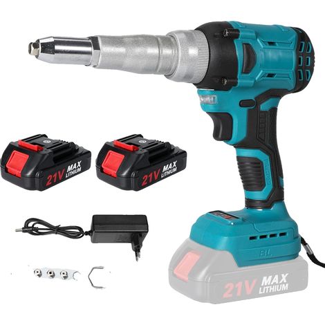 Remachadora eléctrica inalámbrica, funcionamiento automático, bajo nivel de ruido, incluye 2 baterías. (1/2)