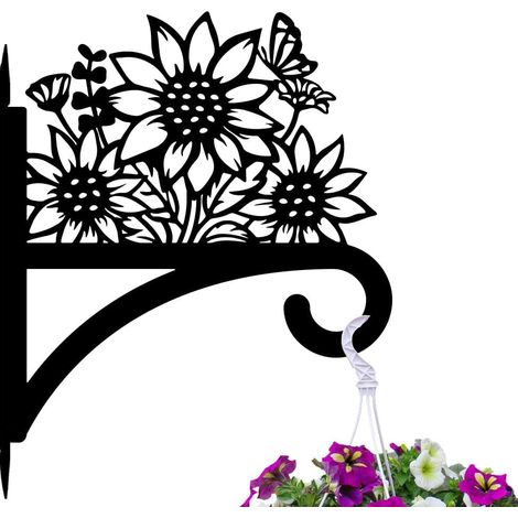 Soporte colgante para plantas de girasol, gancho para exteriores, soporte metálico, adecuado para colgar plantas y macetas. (1/5)