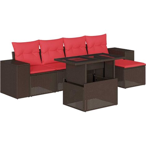 Maison Exclusive - Set Divani da Giardino 6 pz con Cuscini Marrone in Polyrattan