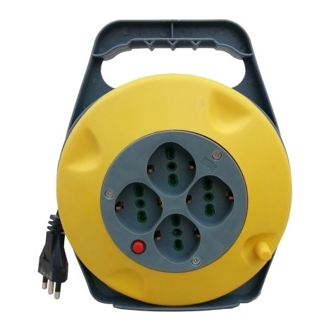 Prolunga elettrica con avvolgicavo 10m con pulsante di protezione