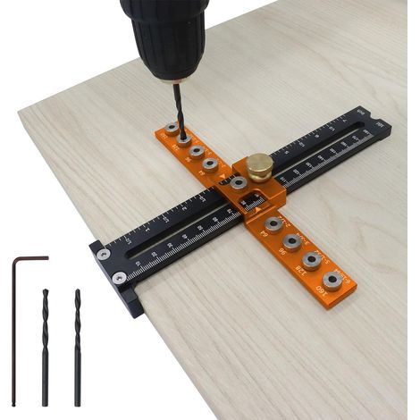 Adjustable Aluminum Alloy Drilling Jig (64/96/128/160 mm) for Cabinet and Drawer Handles, Kitchen (1/5)