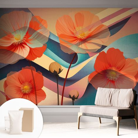 Fototapete Tapete Vliestapete mit Kleber Büro Wandgestaltung - Wanddekoration Wohnzimmer Blumen der Sinne 312x219 cm (1/5)