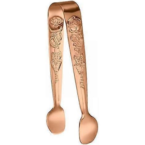 5 pinces de cuisine en acier inoxydable, pinces alimentaires, pinces de cuisine pour salade, buffet, rose glacée dorée (1/5)