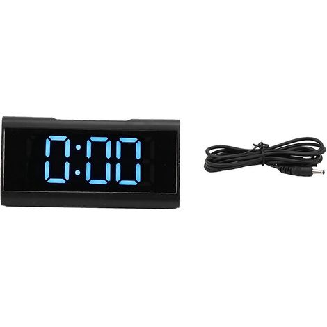 Réveil numérique LED silencieux et lumineux noir, finition miroir, avec câble de données USB. Convient aux enfants, aux adultes, aux chambres, aux bureaux, aux maisons et aux écoles. (Bleu) (1/5)