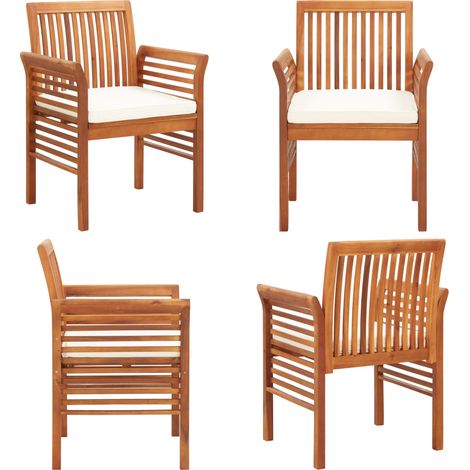 Chaises de jardin avec coussins lot de 4 Bois d'acacia massif - Chaise De Jardin - Meubles De Jardin - Fauteuil De Jardin - Acacia - Bois Massif - Home & Living (1/5)
