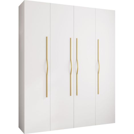 Armario Hartford 564, Blanco, 246x200x52cm, Puertas de armario: Con bisagras, Número de estantes: 12 (1/5)