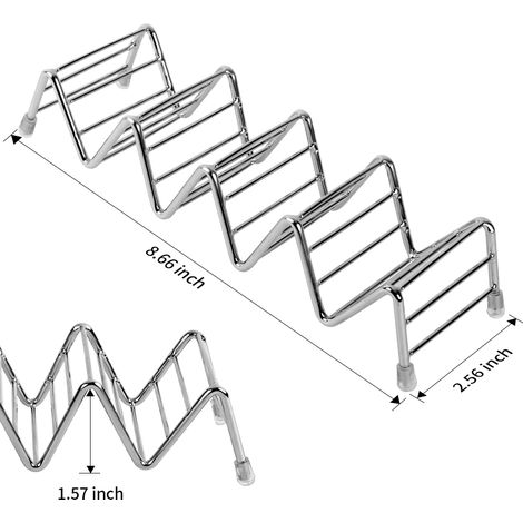 Set mit 4 Taco-Ständern aus Edelstahl, Präsentationsständer für harte und weiche Tacos, ideal für Kinder, wiederverwendbar, robust und stabil (1/5)